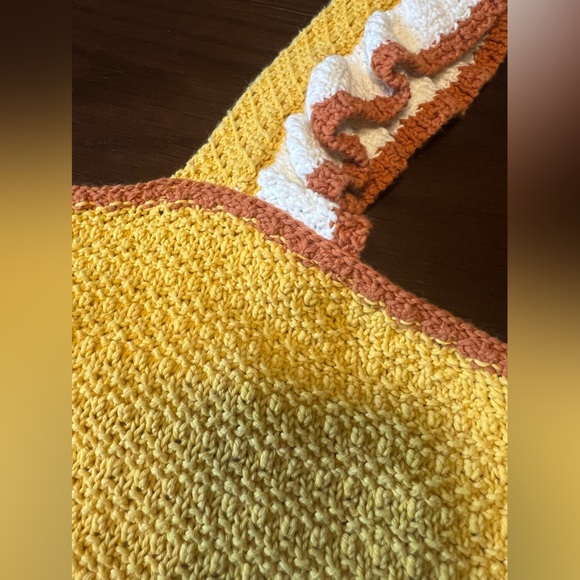 Madewell Colorblock Crocheted Ruffle-Strap Sweater Tank. Medium. - Picture 5 of 9